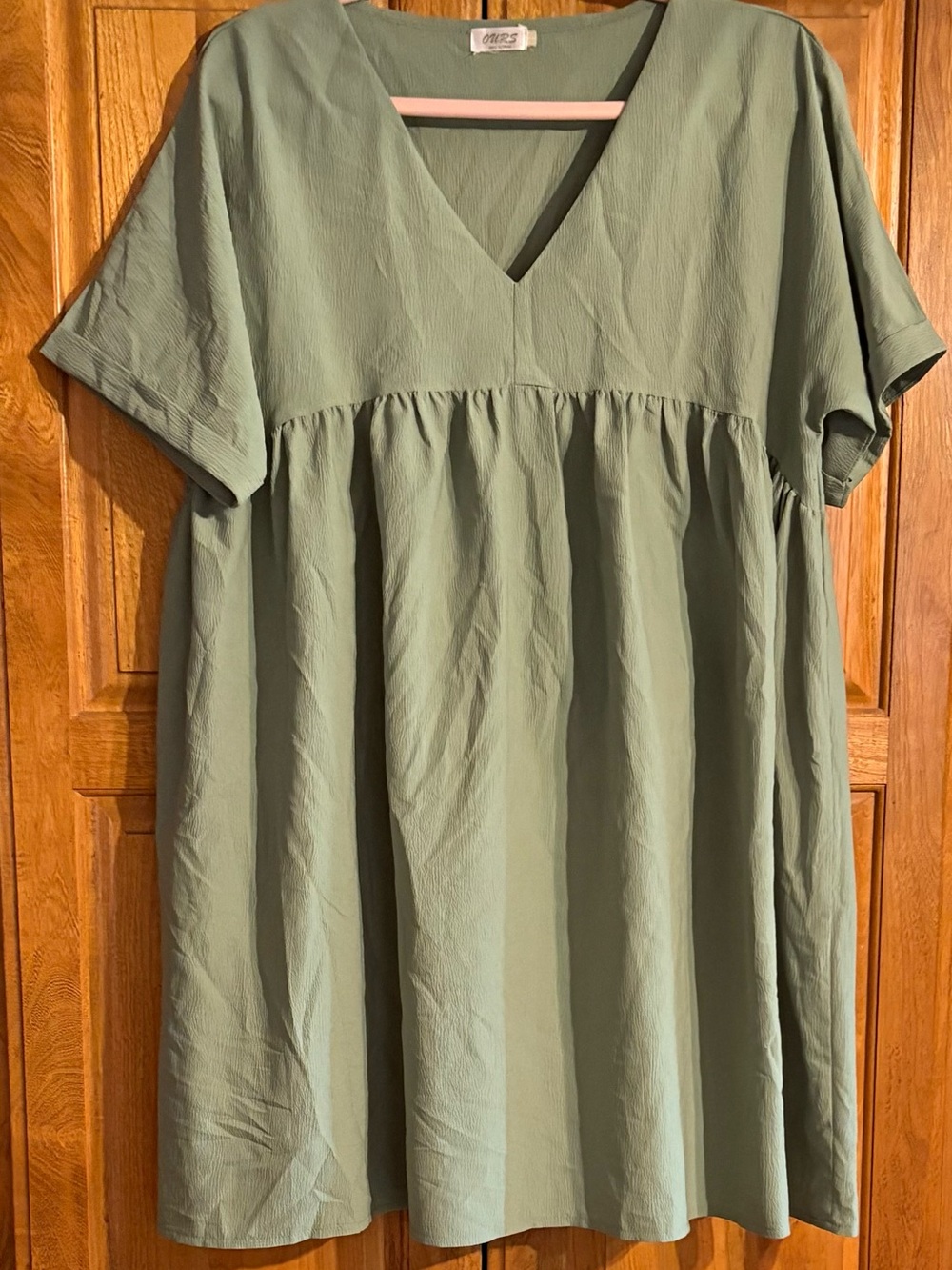 OUR'S Light Sage V-Neck Dress XL
